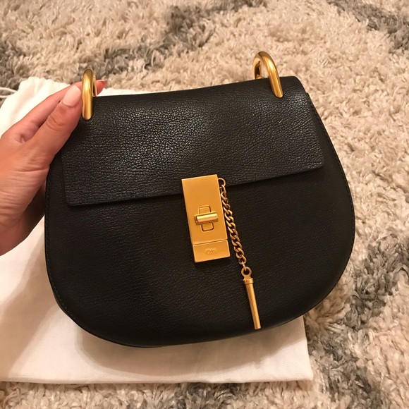Chloe Drew Bag Black Leather Gold Hardware - Picture 3 of 8
